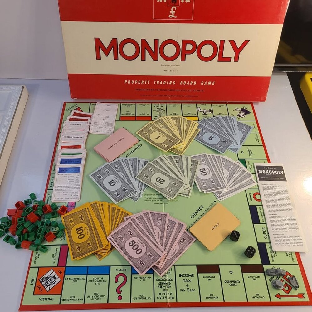 Vintage Monopoly Irish Edition 1970s (Missing 2 Pawns)